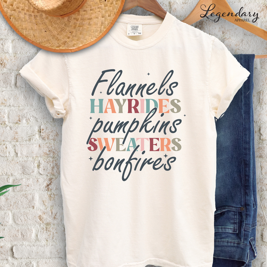 Fall Sweatshirt Flannels Hayrides Pumpkins Sweaters Bonfires Shirt
