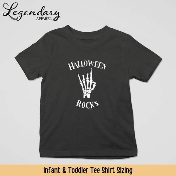 Halloween Rocks Infant & Toddler Tee Shirt, Skeleton Hand Spooky Kids Shirt