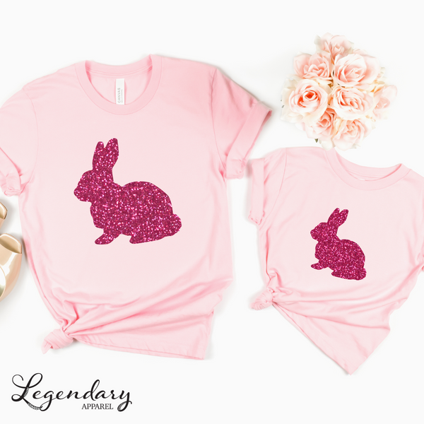 Glitter Easter Bunny Mommy & Me Tee Shirts